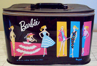 1961 Barbie Train Case picturing Barbie in Plantation Belle ensemble