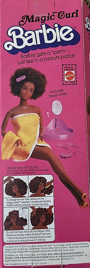 1981 Barbie Dolls Magic Curl Black Box Back