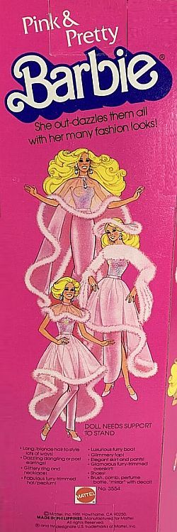1981 Barbie Dolls Pink And Pretty Box Back