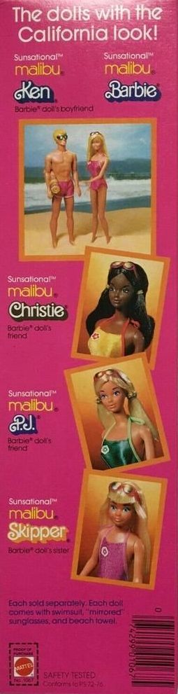 1981 Barbie Dolls Sunsational Malibu Box Back 3