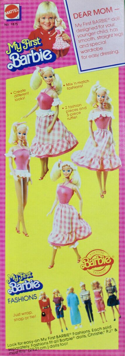 1982 Barbie Dolls My First Barbie 2 Box Back