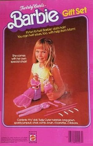 1982 Barbie Dolls Twirly Curls Barbie DDS Gift Set Box Back