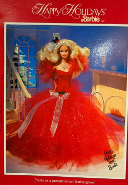 1988 Happy Holidays Barbie Back of Box