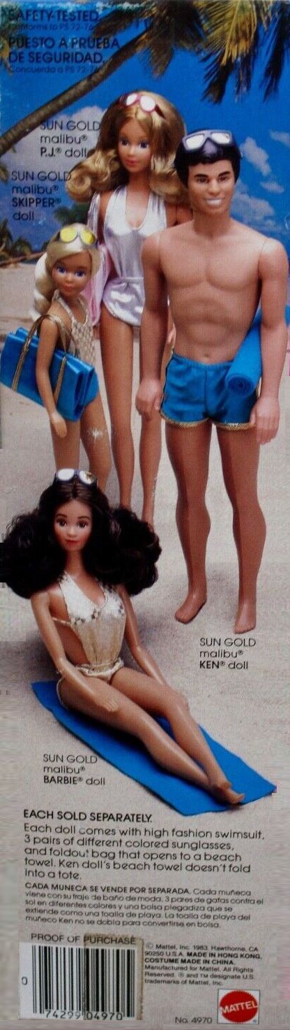 Barbie 1983 Sun Gold Malibu Hispanic Box Back