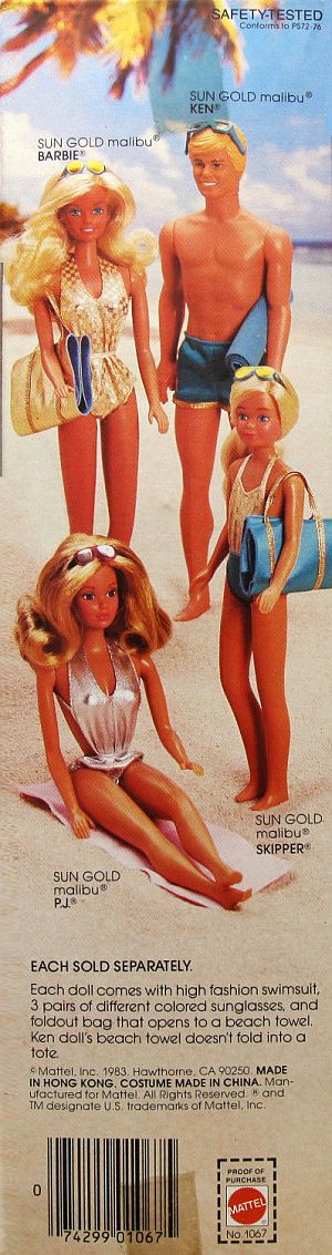 Barbie 1983 Sun Gold Malibu Box Back