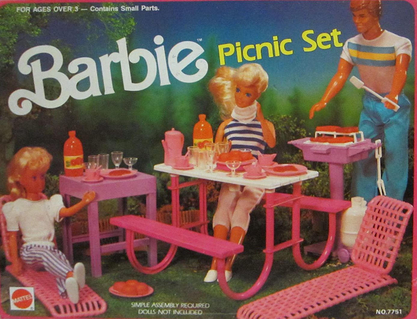 Details about   Vintage 1986 Barbie Picnic Set 7751 Table Grill Food Chairs 