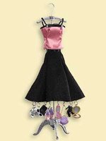 2006 The Perfect Evening Out Barbie Table Display & 8 Miniature Ornaments