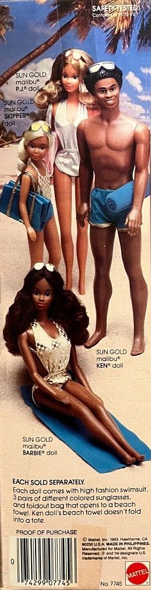 Barbie 1983 Sun Gold Malibu African American Box Back