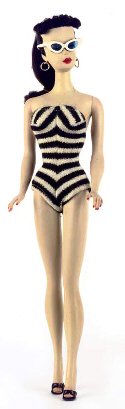 Vintage Ponytail Barbie Doll in Zebra Swimsuit