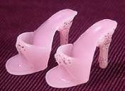 Barbie Pink Open Toe Heels With Silver Glitter