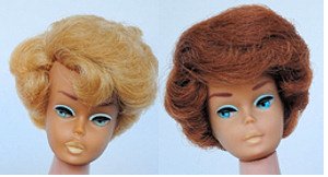 Regular Side-part Bubblecut Barbie on left, Side-part Bubblecut with American Girl face on right